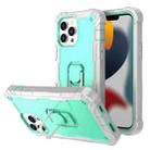 For iPhone 13 Pro Max PC + Rubber 3-layers Shockproof Protective Case with Rotating Holder (Grey White + Mint Green) - 1
