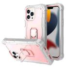 For iPhone 13 Pro Max PC + Rubber 3-layers Shockproof Protective Case with Rotating Holder (Grey White + Rose Gold) - 1