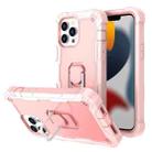 For iPhone 13 Pro Max PC + Rubber 3-layers Shockproof Protective Case with Rotating Holder (Rose Gold) - 1