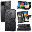 Butterfly Love Flowers Embossed Horizontal Flip Leather Case with Holder & Card Slots & Wallet & Lanyard For Google Pixel 5A 5G(Black) - 1