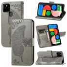 Butterfly Love Flowers Embossed Horizontal Flip Leather Case with Holder & Card Slots & Wallet & Lanyard For Google Pixel 5A 5G(Gray) - 1
