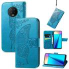 Butterfly Love Flowers Embossed Horizontal Flip Leather Case with Holder & Card Slots & Wallet & Lanyard For Infinix Note 7(Blue) - 1