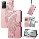 Butterfly Love Flowers Embossed Horizontal Flip Leather Case with Holder & Card Slots & Wallet & Lanyard For Infinix Note 8(Rose Gold) - 1