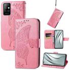 Butterfly Love Flowers Embossed Horizontal Flip Leather Case with Holder & Card Slots & Wallet & Lanyard For Infinix Note 8(Pink) - 1