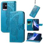 Butterfly Love Flowers Embossed Horizontal Flip Leather Case with Holder & Card Slots & Wallet & Lanyard For Infinix Note 10(Blue) - 1