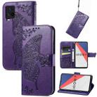 Butterfly Love Flowers Embossed Horizontal Flip Leather Case with Holder & Card Slots & Wallet & Lanyard For vivo IQOO 7(Dark Purple) - 1