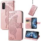 Butterfly Love Flowers Embossed Horizontal Flip Leather Case with Holder & Card Slots & Wallet & Lanyard For vivo IQOO Neo 3(Rose Gold) - 1