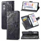 Butterfly Love Flowers Embossed Horizontal Flip Leather Case with Holder & Card Slots & Wallet & Lanyard For LG Velvet 2 Pro(Black) - 1