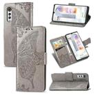 Butterfly Love Flowers Embossed Horizontal Flip Leather Case with Holder & Card Slots & Wallet & Lanyard For LG Velvet 2 Pro(Gray) - 1