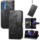 Butterfly Love Flowers Embossed Horizontal Flip Leather Case with Holder & Card Slots & Wallet & Lanyard For Motorola Edge 20 Pro(Black) - 1