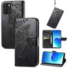 Butterfly Love Flowers Embossed Horizontal Flip Leather Case with Holder & Card Slots & Wallet & Lanyard For OPPO Reno 6Z(Black) - 1