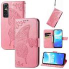 Butterfly Love Flowers Embossed Horizontal Flip Leather Case with Holder & Card Slots & Wallet & Lanyard For vivo S7e(Pink) - 1