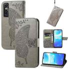 Butterfly Love Flowers Embossed Horizontal Flip Leather Case with Holder & Card Slots & Wallet & Lanyard For vivo S7e(Gray) - 1