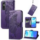 Butterfly Love Flowers Embossed Horizontal Flip Leather Case with Holder & Card Slots & Wallet & Lanyard For vivo S7e(Dark Purple) - 1