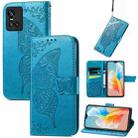 Butterfly Love Flowers Embossed Horizontal Flip Leather Case with Holder & Card Slots & Wallet & Lanyard For vivo S10 / S10 Pro(Blue) - 1