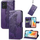 Butterfly Love Flowers Embossed Horizontal Flip Leather Case with Holder & Card Slots & Wallet & Lanyard For vivo S10 / S10 Pro(Dark Purple) - 1