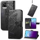 Butterfly Love Flowers Embossed Horizontal Flip Leather Case with Holder & Card Slots & Wallet & Lanyard For vivo V20 2021(Black) - 1