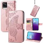 Butterfly Love Flowers Embossed Horizontal Flip Leather Case with Holder & Card Slots & Wallet & Lanyard For vivo V20 2021(Rose Gold) - 1