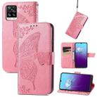 Butterfly Love Flowers Embossed Horizontal Flip Leather Case with Holder & Card Slots & Wallet & Lanyard For vivo V20 2021(Pink) - 1