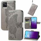 Butterfly Love Flowers Embossed Horizontal Flip Leather Case with Holder & Card Slots & Wallet & Lanyard For vivo V20 2021(Gray) - 1