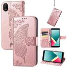 Butterfly Love Flowers Embossed Horizontal Flip Leather Case with Holder & Card Slots & Wallet & Lanyard For Wiko Y61(Rose Gold) - 1