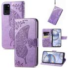 Butterfly Love Flowers Embossed Horizontal Flip Leather Case with Holder & Card Slots & Wallet & Lanyard For Oukitel C21(Light Purple) - 1