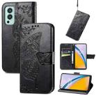 Butterfly Love Flowers Embossed Horizontal Flip Leather Case with Holder & Card Slots & Wallet & Lanyard For OnePlus Nord 2 5G(Black) - 1