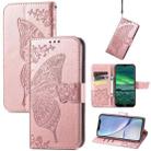 Butterfly Love Flowers Embossed Horizontal Flip Leather Case with Holder & Card Slots & Wallet & Lanyard For ZTE Blade A51(Rose Gold) - 1