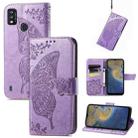 Butterfly Love Flowers Embossed Horizontal Flip Leather Case with Holder & Card Slots & Wallet & Lanyard For ZTE Blade A51(Light Purple) - 1