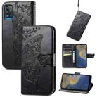 Butterfly Love Flowers Embossed Horizontal Flip Leather Case with Holder & Card Slots & Wallet & Lanyard For ZTE Blade A71(Black) - 1