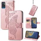 Butterfly Love Flowers Embossed Horizontal Flip Leather Case with Holder & Card Slots & Wallet & Lanyard For ZTE Blade A71(Rose Gold) - 1