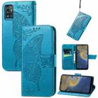 Butterfly Love Flowers Embossed Horizontal Flip Leather Case with Holder & Card Slots & Wallet & Lanyard For ZTE Blade A71(Blue) - 1