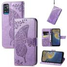 Butterfly Love Flowers Embossed Horizontal Flip Leather Case with Holder & Card Slots & Wallet & Lanyard For ZTE Blade A71(Light Purple) - 1
