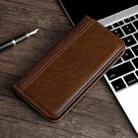 For iPhone 13 Grid Texture Magnetic PU + TPU Horizontal Flip Leather Case(Brown) - 1
