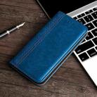 For iPhone 13 Grid Texture Magnetic PU + TPU Horizontal Flip Leather Case(Blue) - 1