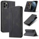 For iPhone 13 mini Skin-feel Calfskin Texture Magnetic Dual-Fold Horizontal Flip Leather Case with Holder & Card Slots & Wallet (Black) - 1