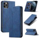 For iPhone 13 mini Skin-feel Calfskin Texture Magnetic Dual-Fold Horizontal Flip Leather Case with Holder & Card Slots & Wallet (Blue) - 1