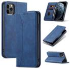 For iPhone 13 Skin-feel Calfskin Texture Magnetic Dual-Fold Horizontal Flip Leather Case with Holder & Card Slots & Wallet(Blue) - 1