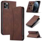 For iPhone 13 Pro Max Skin-feel Calfskin Texture Magnetic Dual-Fold Horizontal Flip Leather Case with Holder & Card Slots & Wallet (Coffee) - 1