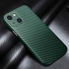 For iPhone 13 mini R-JUST Carbon Fiber Leather Texture All-inclusive Shockproof Back Cover Case (Green) - 1