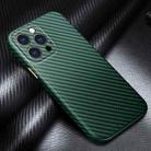 For iPhone 13 Pro R-JUST Carbon Fiber Leather Texture All-inclusive Shockproof Back Cover Case (Green) - 1