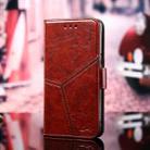 For iPhone 13 mini Geometric Stitching Horizontal Flip TPU + PU Leather Case with Holder & Card Slots & Wallet (Dark Brown) - 1