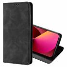 For iPhone 13 Skin Feel Magnetic Horizontal Flip Leather Case with Holder & Card Slots(Black) - 1