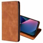 For iPhone 13 mini Skin Feel Magnetic Horizontal Flip Leather Case with Holder & Card Slots (Light Brown) - 1