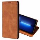 For iPhone 13 Pro Skin Feel Magnetic Horizontal Flip Leather Case with Holder & Card Slots (Light Brown) - 1