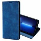 For iPhone 13 Pro Max Skin Feel Magnetic Horizontal Flip Leather Case with Holder & Card Slots (Blue) - 1