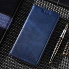 For iPhone 13 Cow Texture Magnetic Horizontal Flip Leather Case with Holder & Card Slots(Blue) - 1