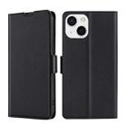 For iPhone 13 mini Ultra-thin Voltage Side Buckle PU + TPU Horizontal Flip Leather Case with Holder & Card Slot (Black) - 1