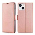 For iPhone 13 Ultra-thin Voltage Side Buckle PU + TPU Horizontal Flip Leather Case with Holder & Card Slot(Rose Gold) - 1