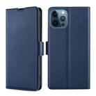 For iPhone 13 Pro Ultra-thin Voltage Side Buckle PU + TPU Horizontal Flip Leather Case with Holder & Card Slot (Blue) - 1